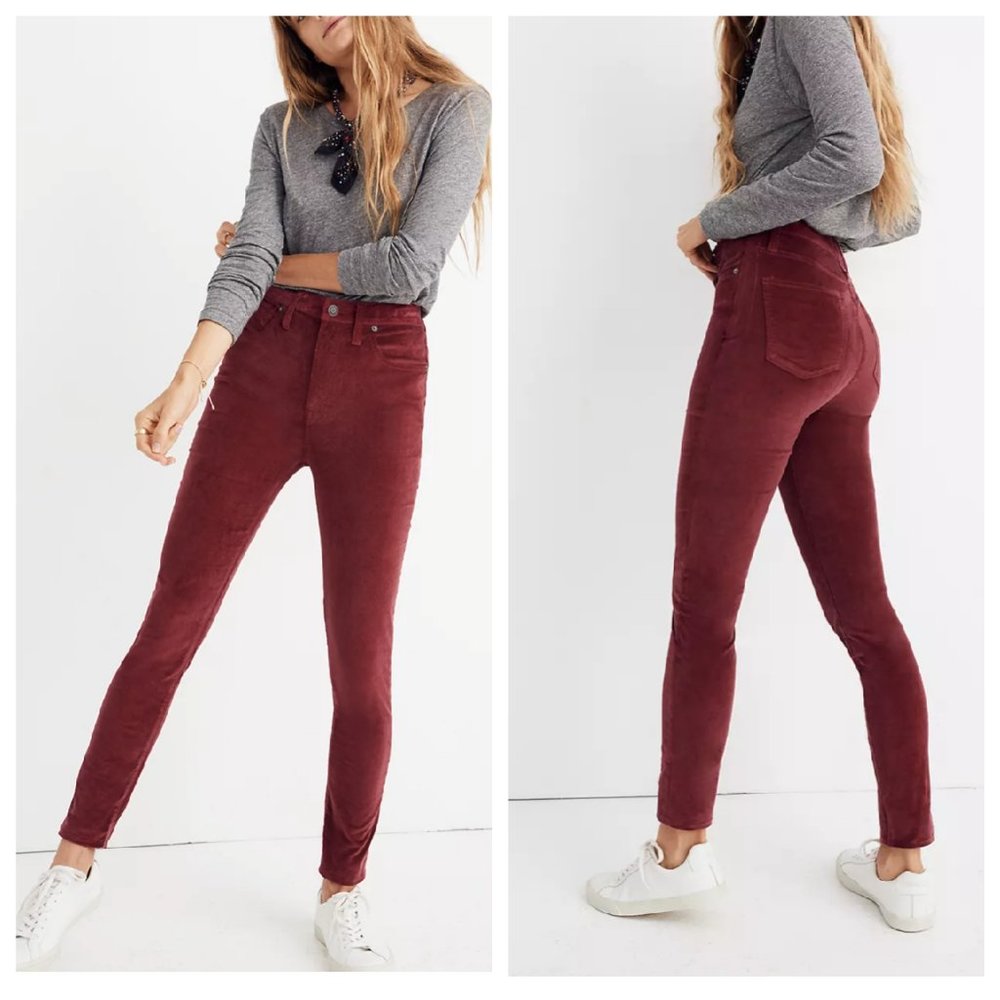 Madewell 10" High-Rise Skinny Jeans: Stretch Velvet Edition Size 25
